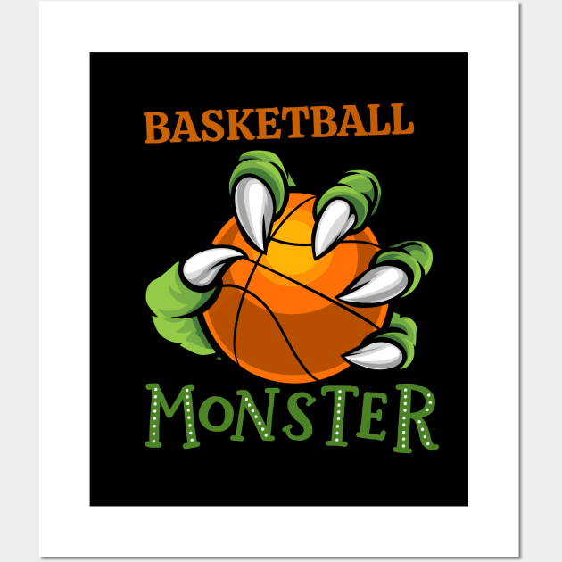 Basketball monster sport Gift for Basketball player love Basketball funny present for kids and adults Wall Art by BoogieCreates